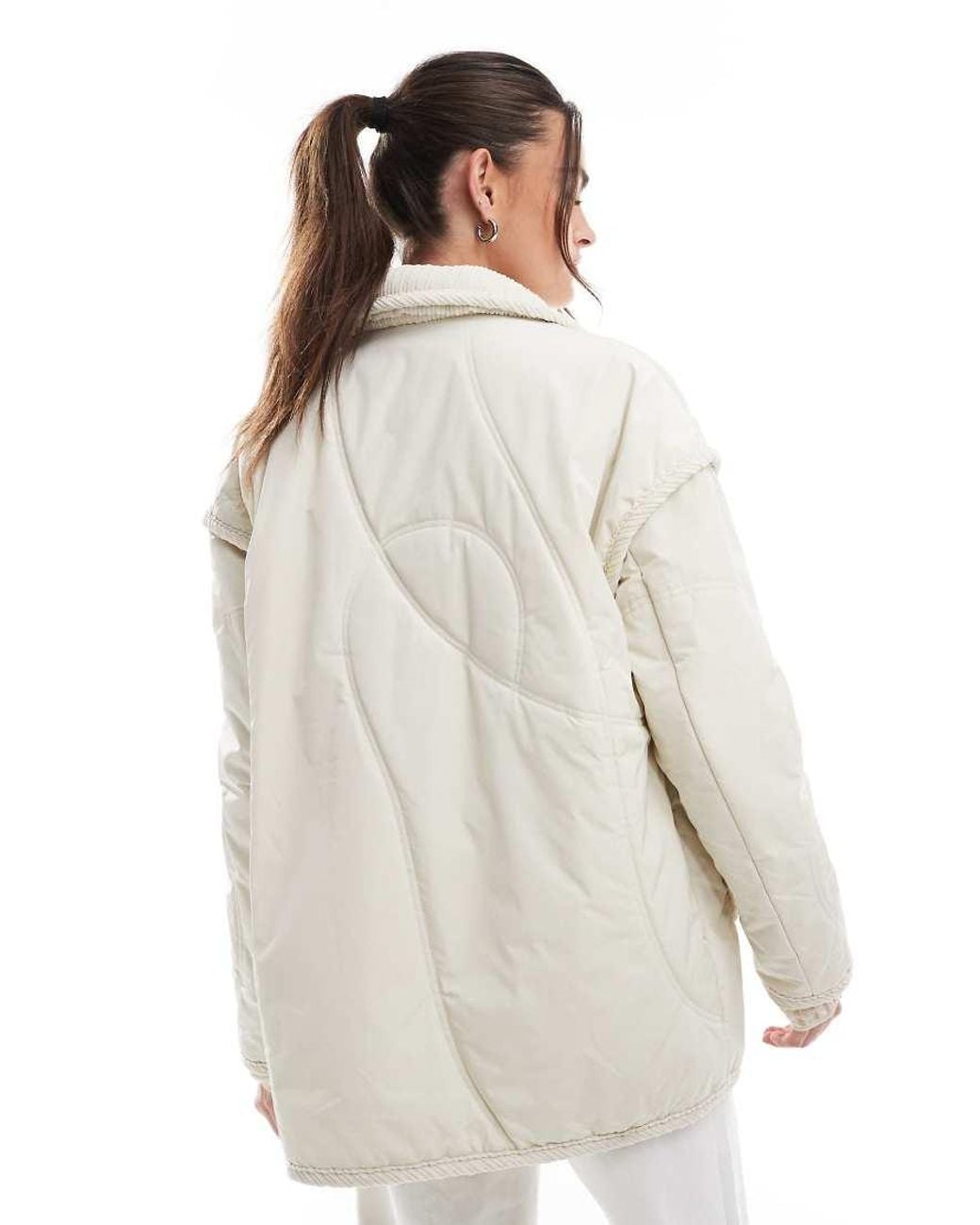 Threadbare White Quilted Jacket With Cord Detail