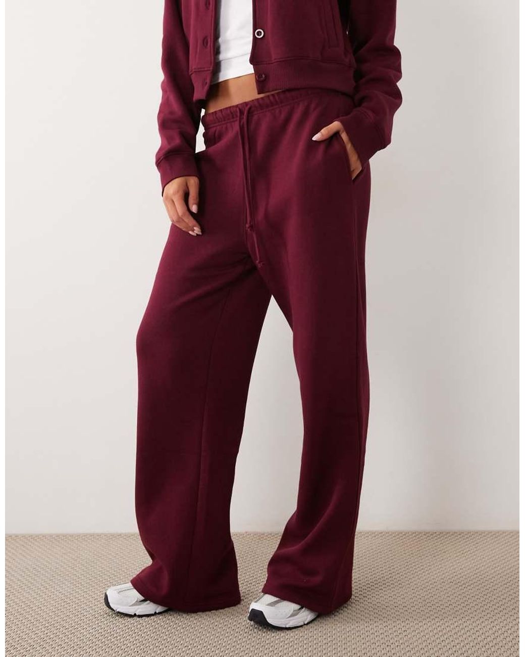 Kaiia Red Cotton Rich Wide Leg joggers Co-ord