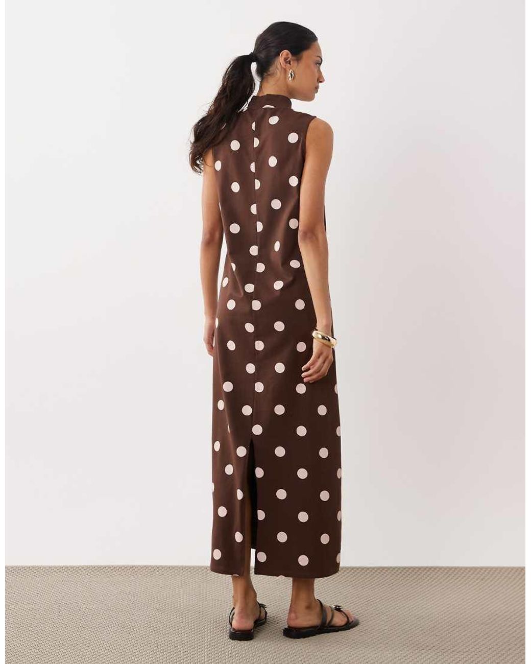 ASOS Brown Sleeveless Funnel Neck Maxi Dress