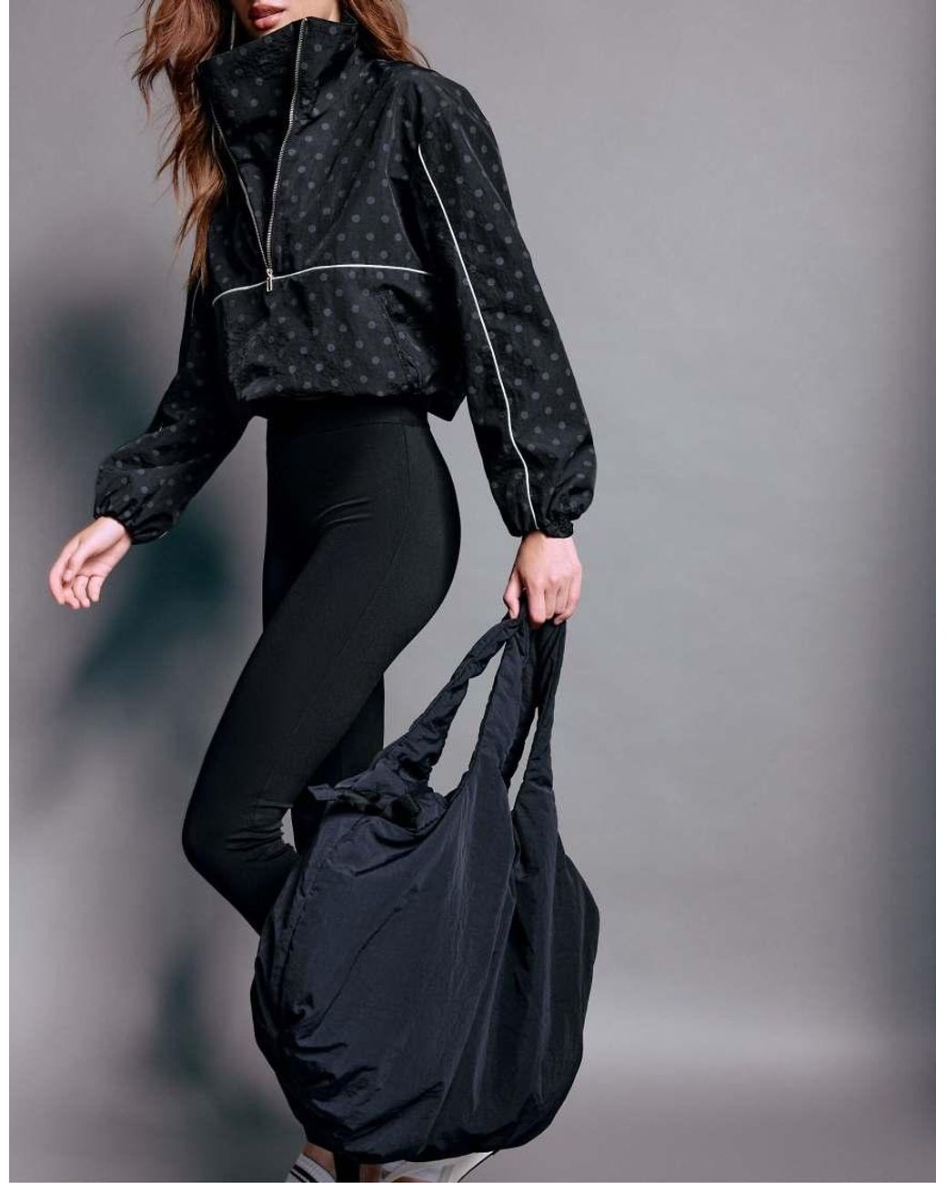 Stradivarius Black Technical Polka Dot Windbreaker