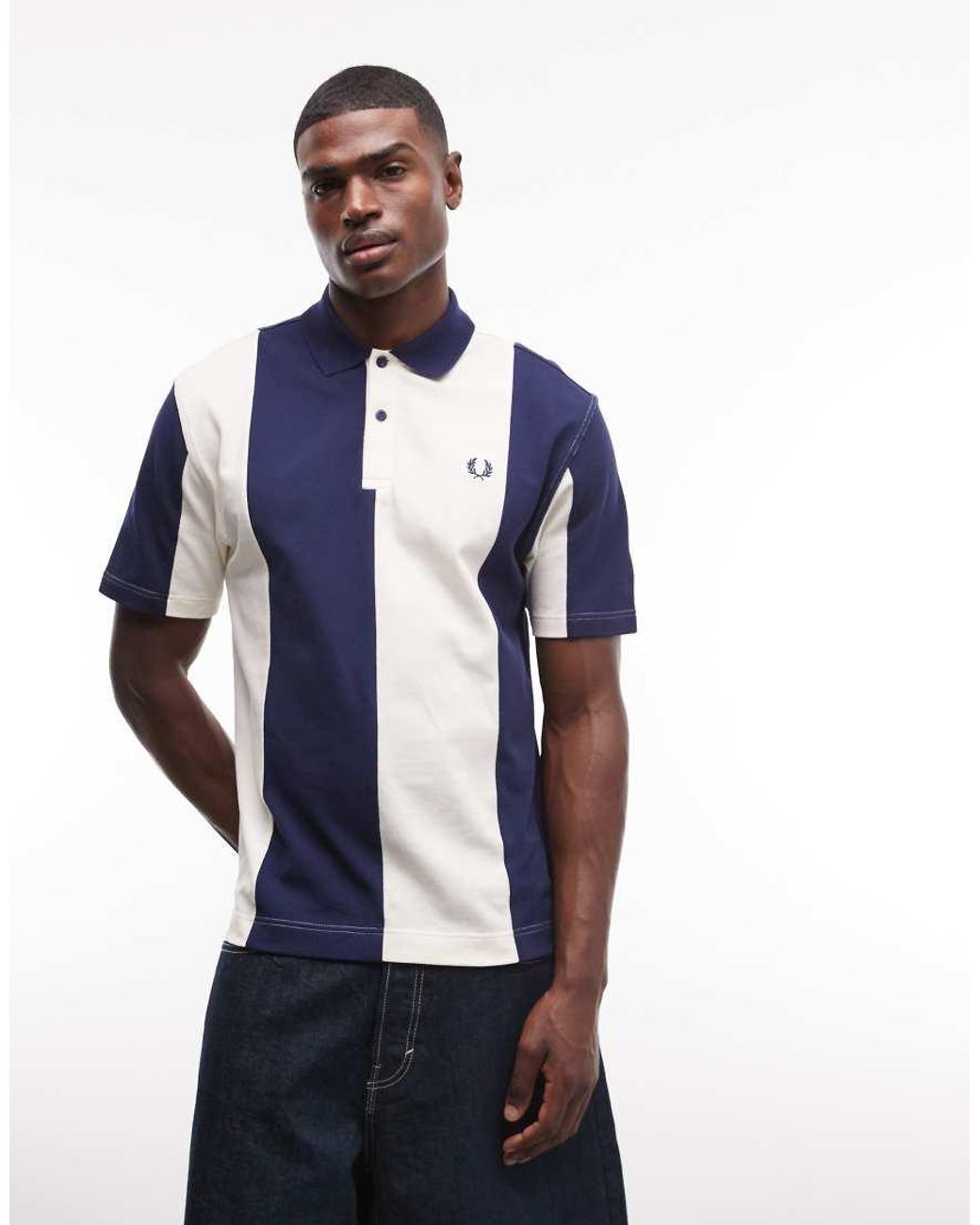 Fred Perry Blue Stripe Panel Polo Shirt for men