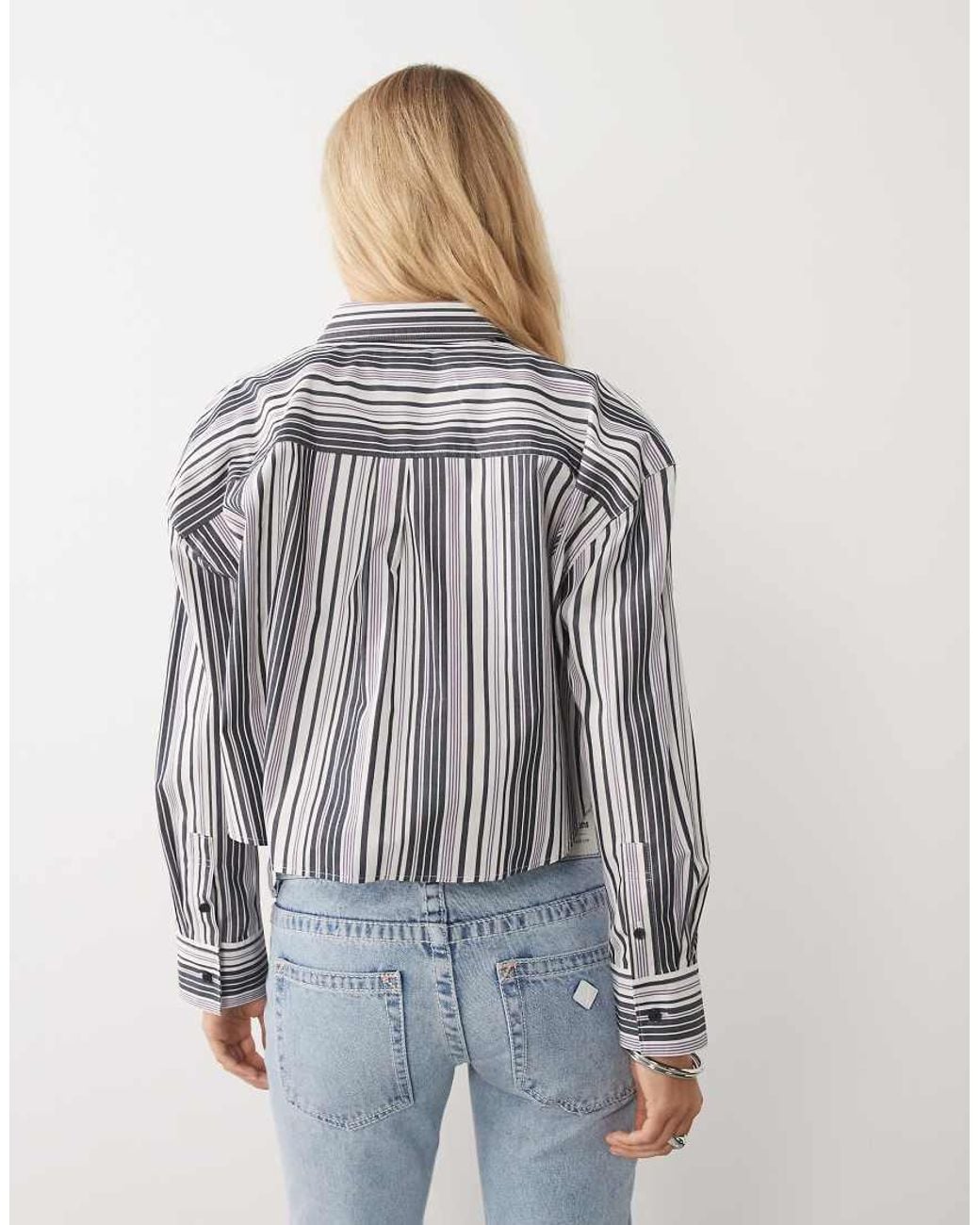 Calvin Klein Gray Cropped Cotton Poplin Shirt