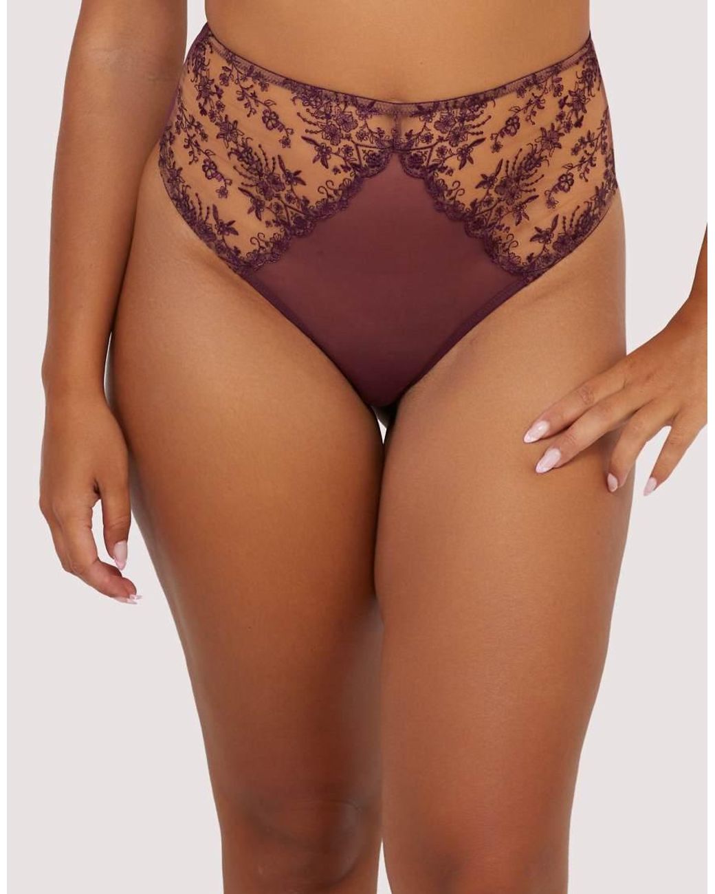 Playful Promises Brown Cassia Embroidery High Waisted Thong