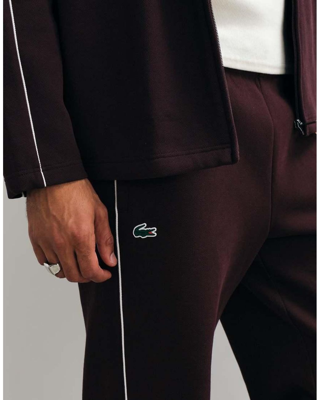 Lacoste White Tennis Heritage Piped Sweatpants for men