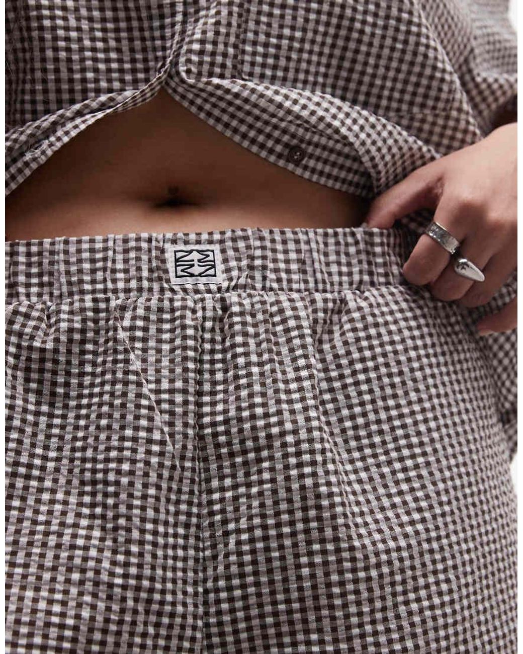 Noisy May Gray Seersucker Short With Lace Trim Co-ord