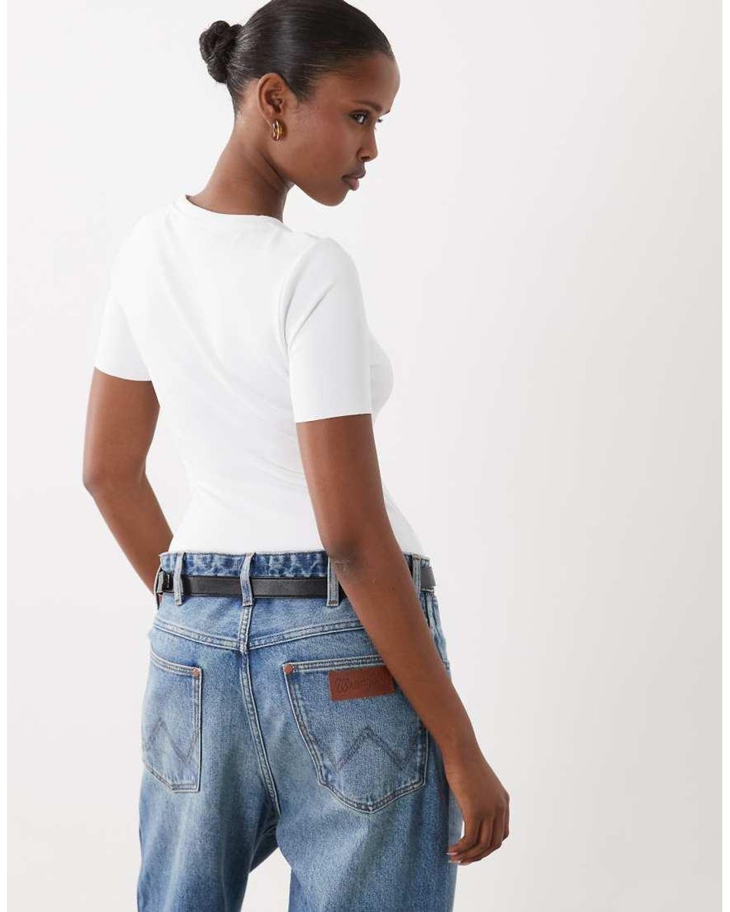GOOD AMERICAN White Sculpting Tee Bodysuit