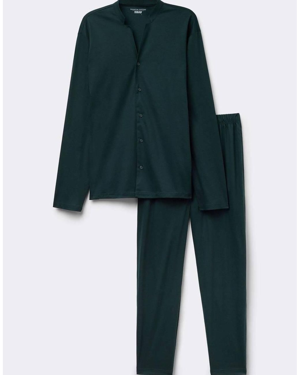 Intimissimi Green Full-Length Button-Up Cotton Pyjamas for men