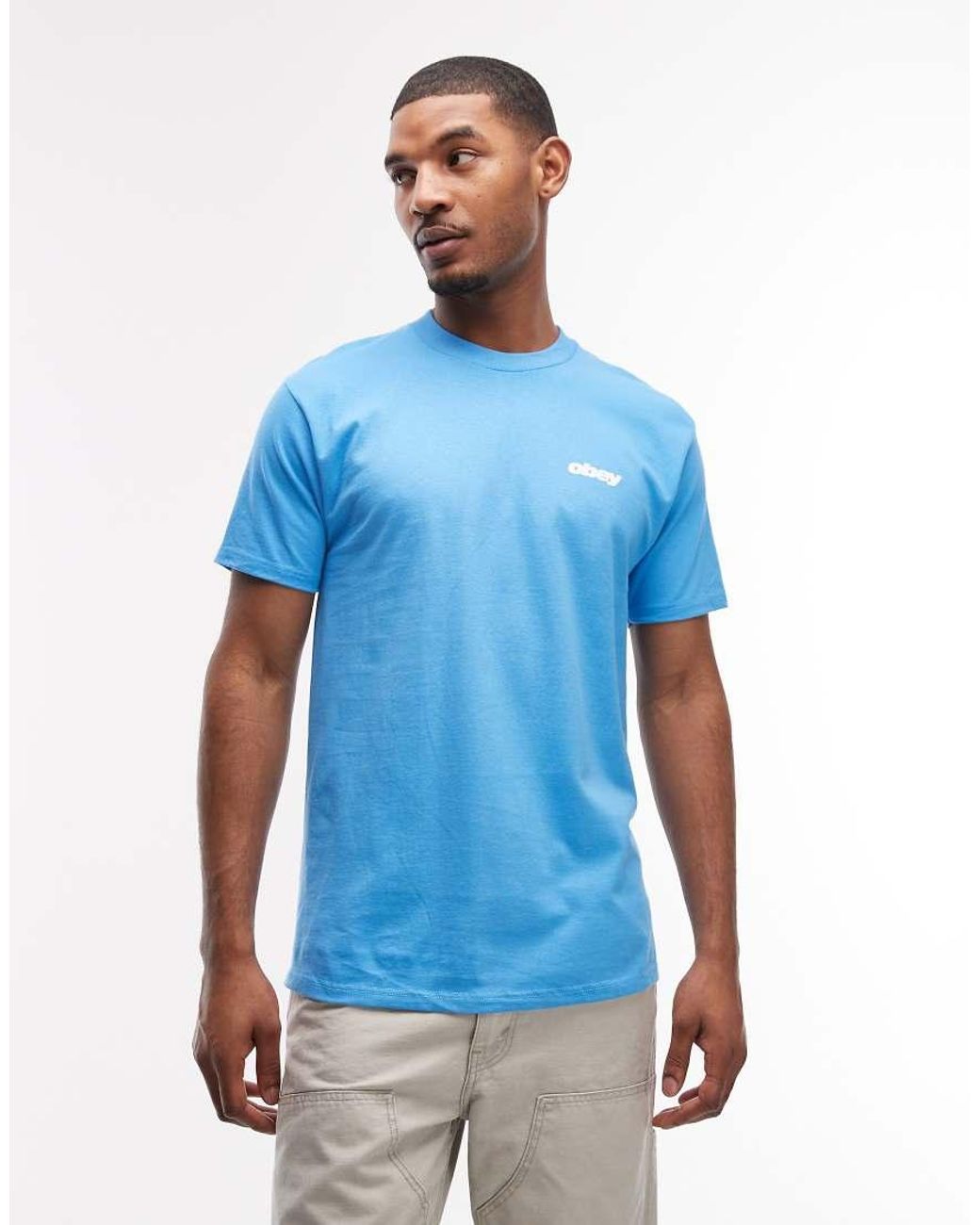 Obey Blue Dice Graphic T-shirt With Back Print for men