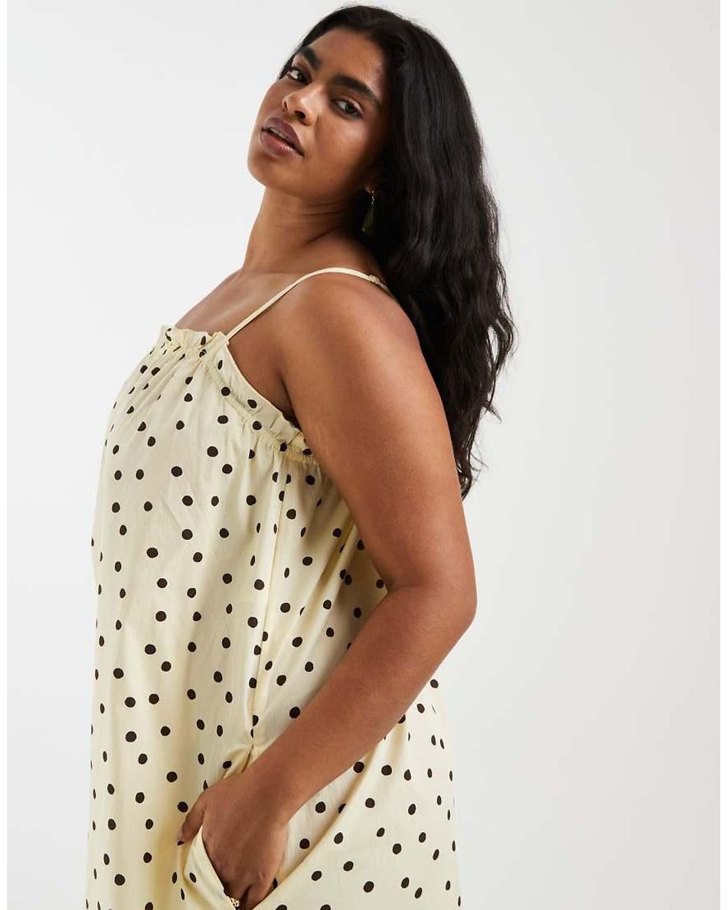 Pieces Plus Metallic Pieces Curve Cotton Cami Maxi Dress