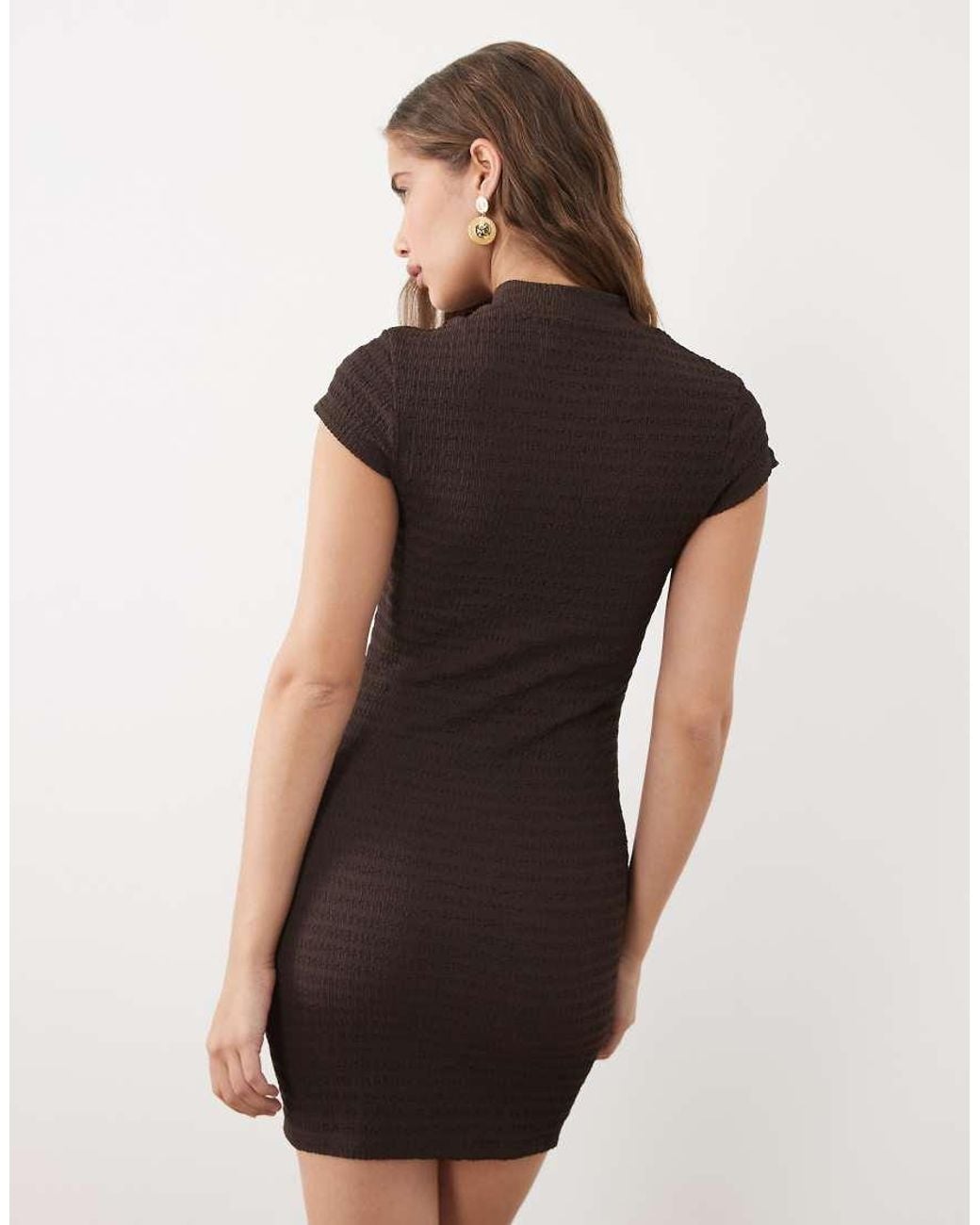 ASOS Natural Cap Sleeve With Mandarin Collar Mini Dress