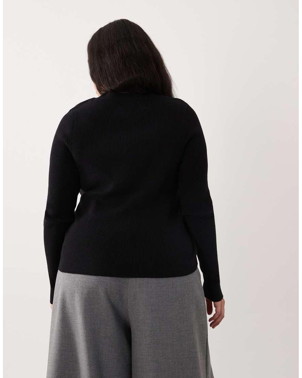 ASOS Black Asos Design Curve Cotton Blend Wide Scoop Cardigan With Contrast Buttons