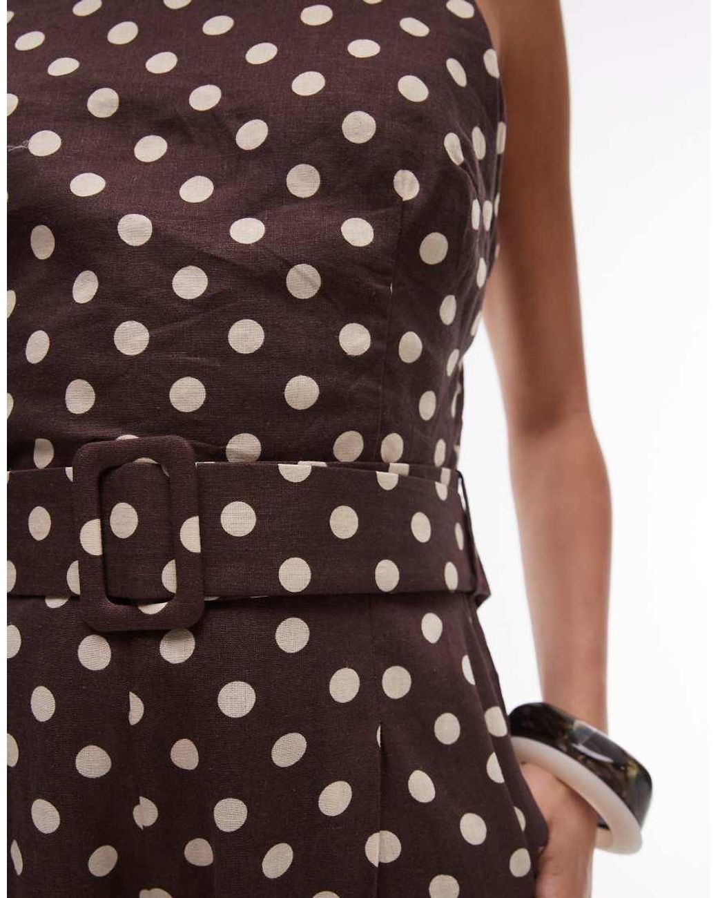 Mango White Straight Leg High Neck Polkadot Jumpsuit
