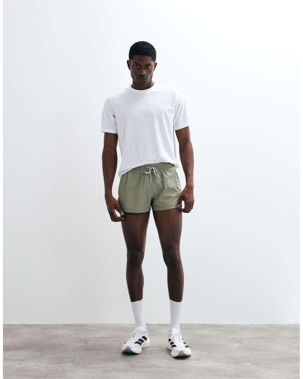 Adidas Originals Green Adidas Training 3in Swimshorts With Logo for men