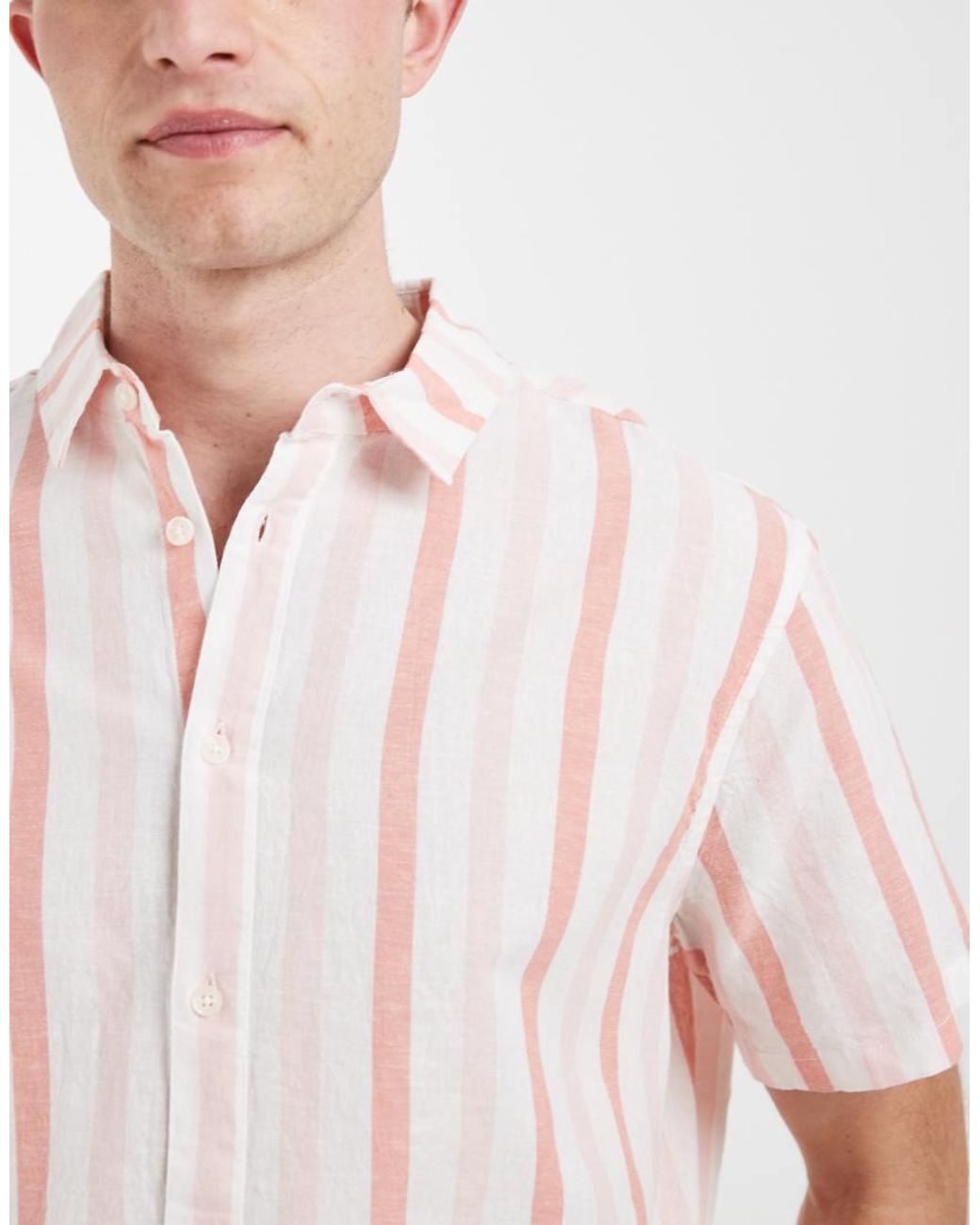 Blend White Cotton Linen Regular Fit Shirt for men