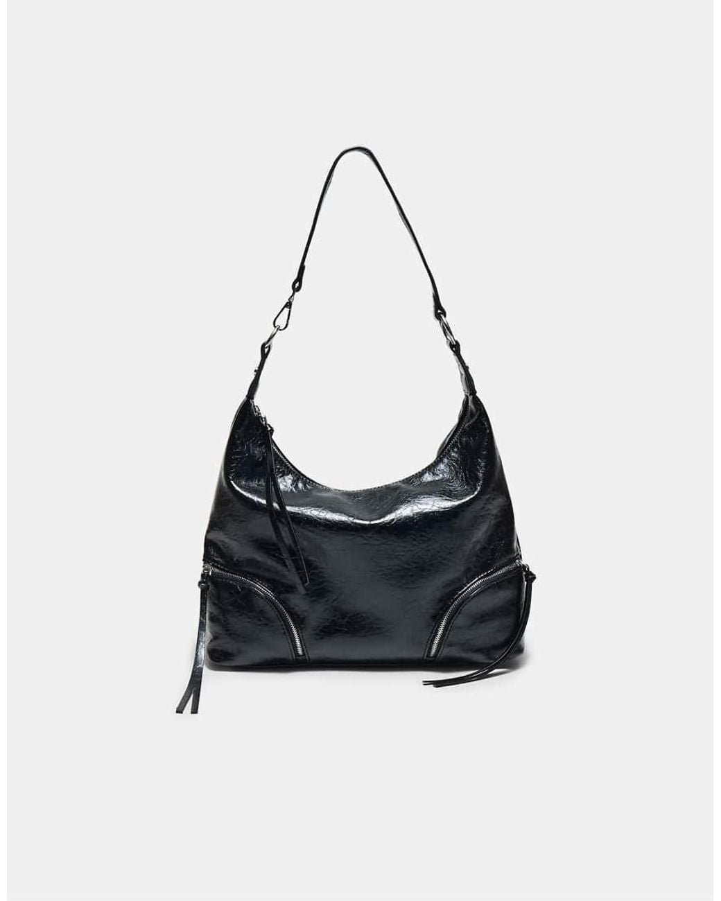 Stradivarius Black Shoulder Bag With Zips