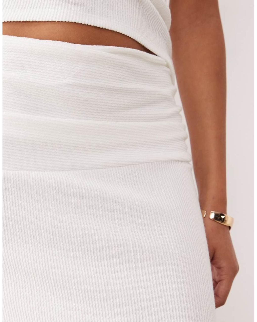 ASOS Natural Co-ord Textured Rib Column Maxi Skirt