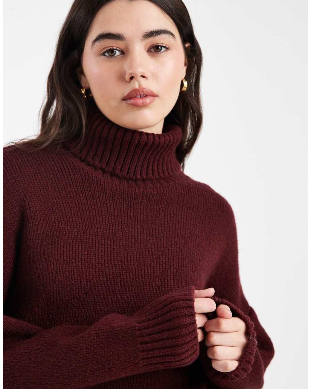 Miss Selfridge Purple Roll Neck Split Hem Jumper