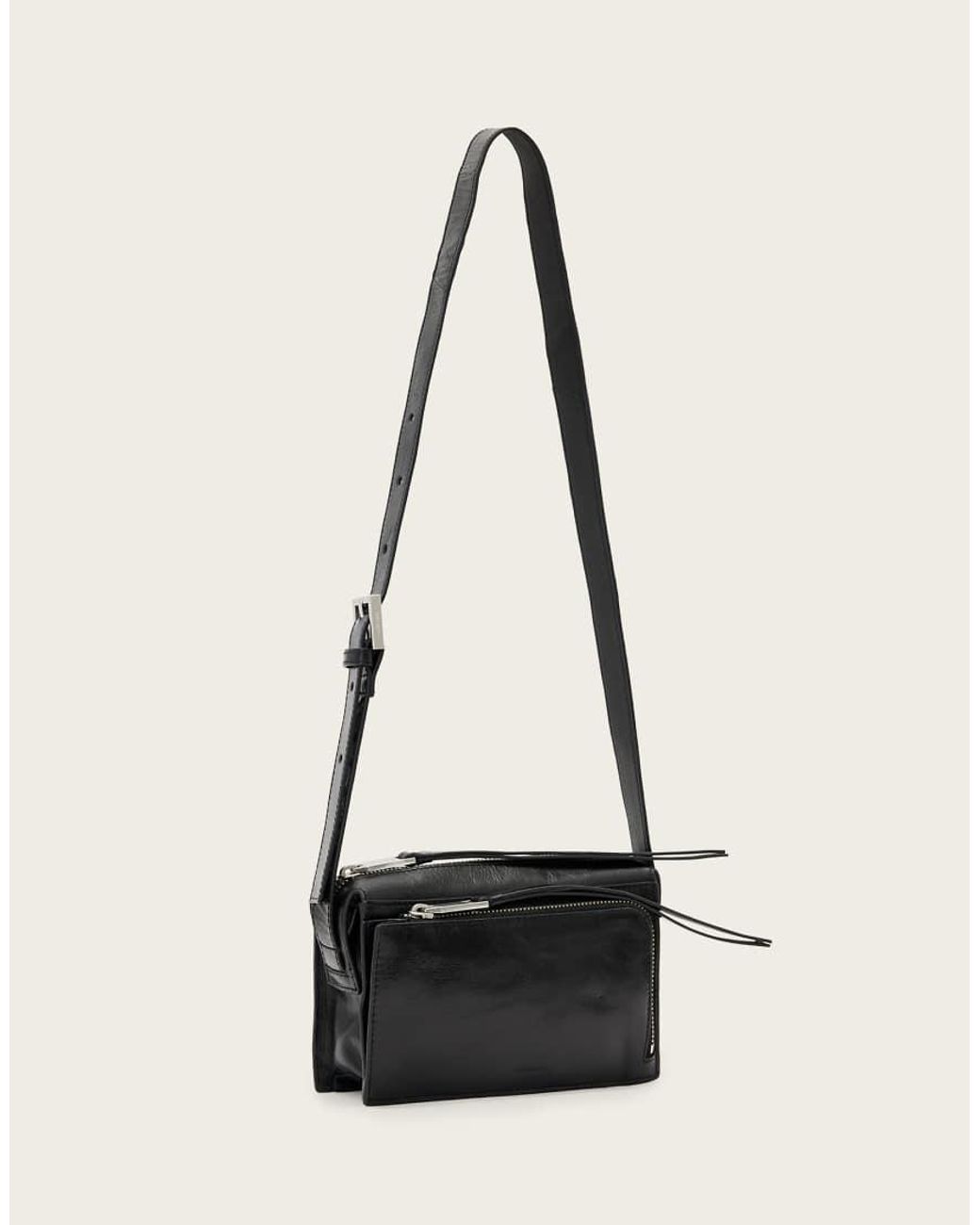 AllSaints White Marlo Leather Wallet Cross Body Bag