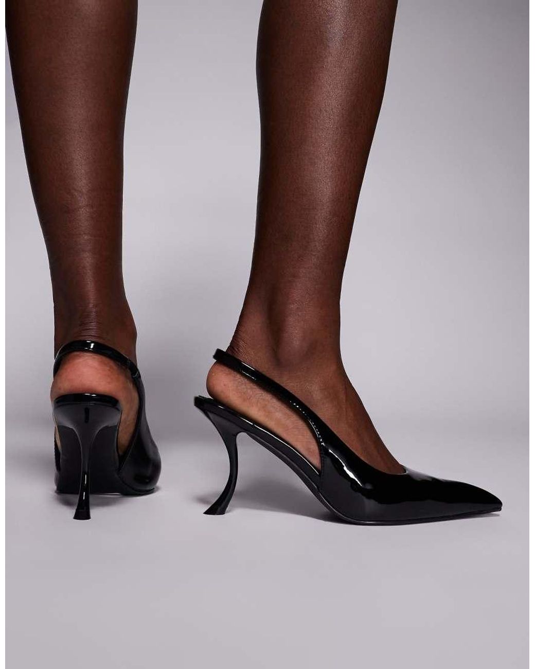 Public Desire Brown Katsu Slingback Heeled Shoes
