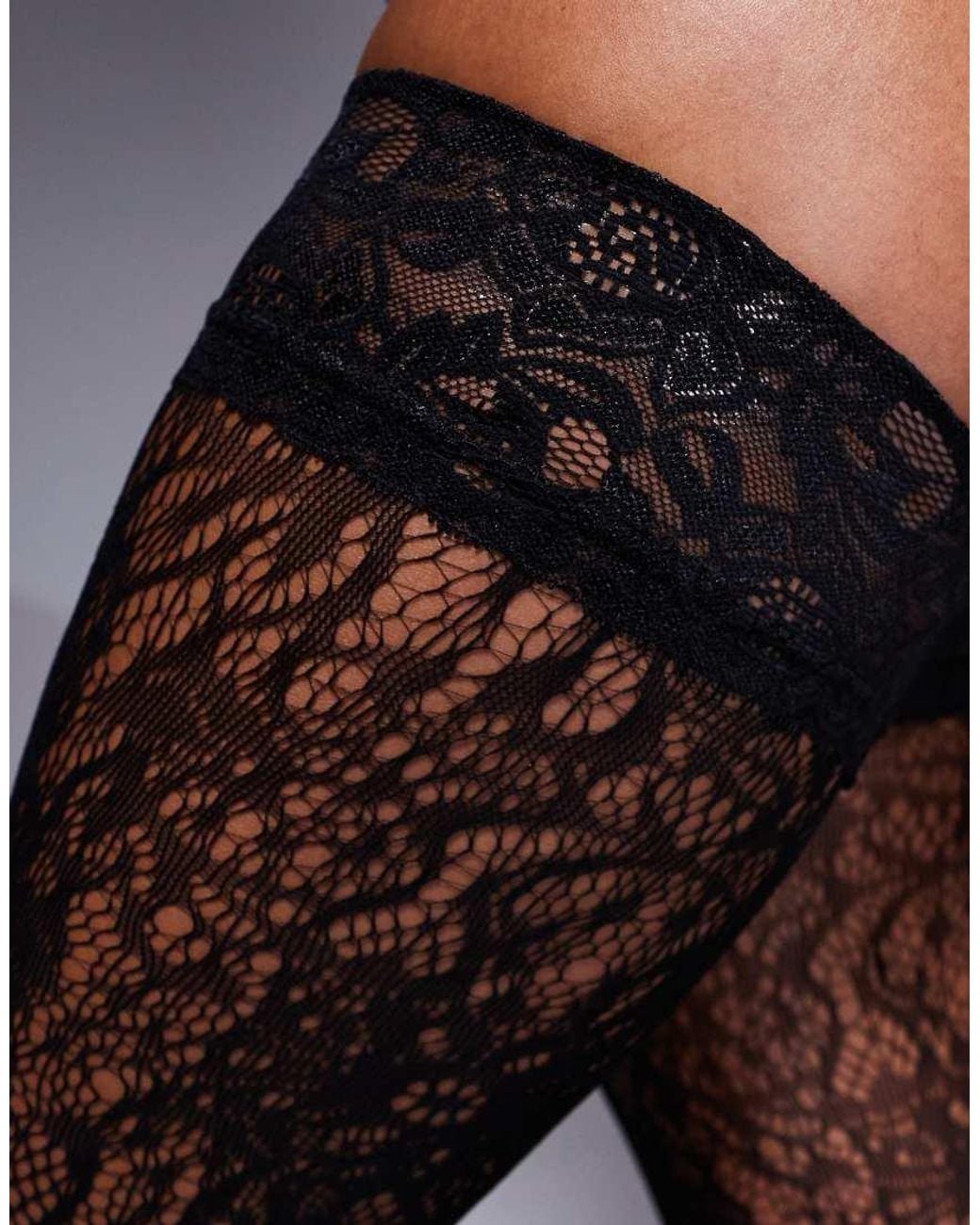 Ann Summers Black All Over Lace Hold Ups