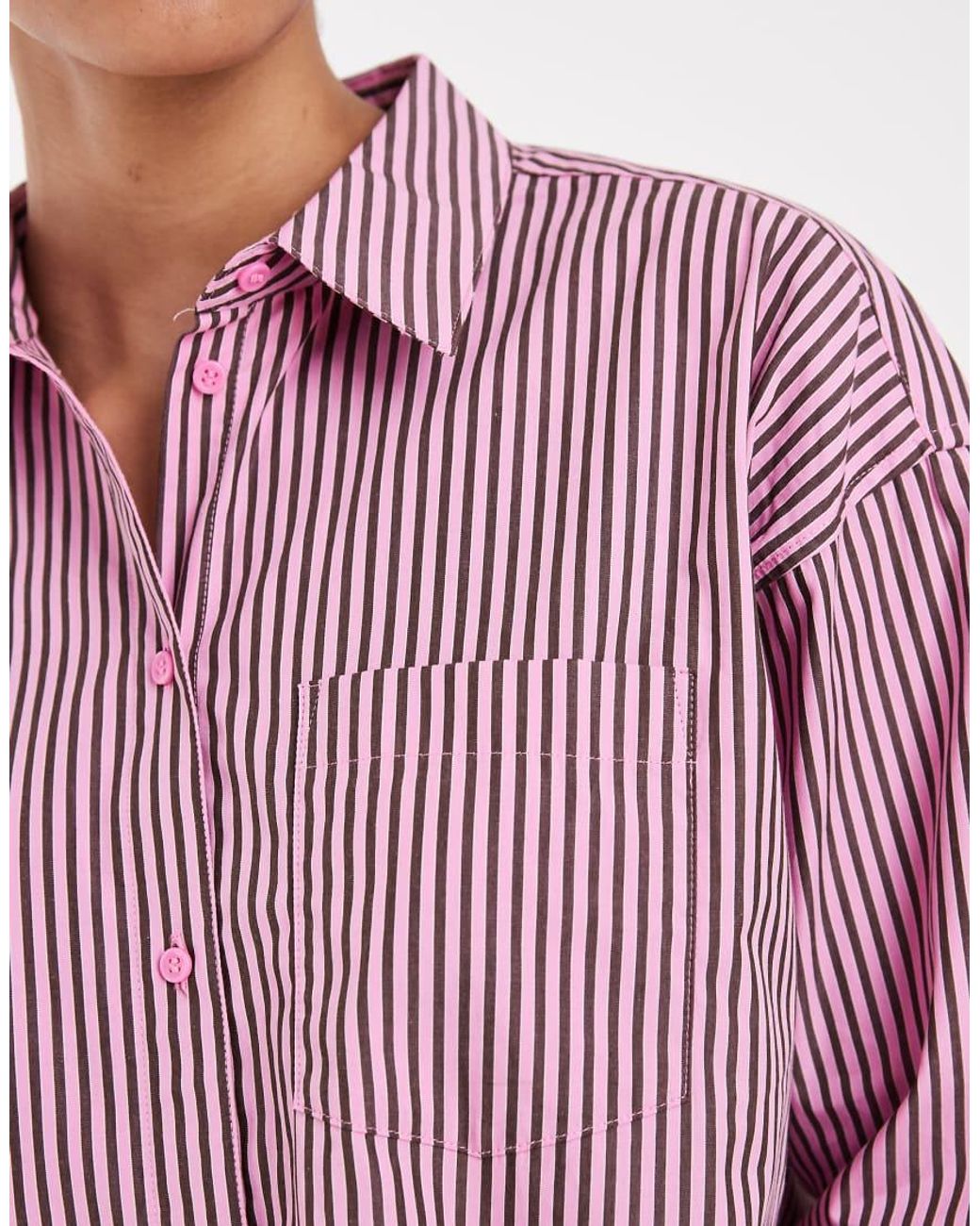 JJXX Purple Jamie Oversized Striped Poplin Shirt