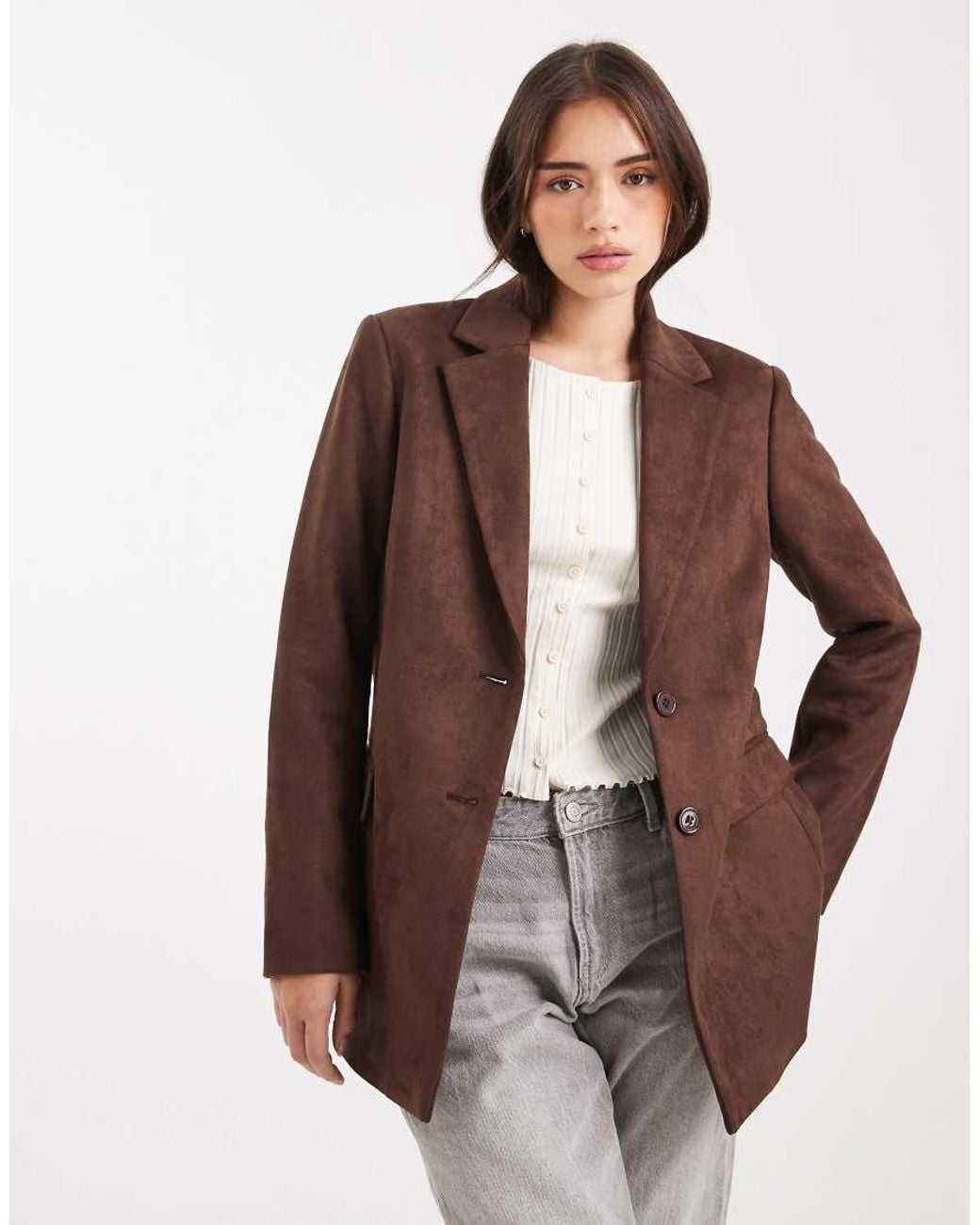 Miss Selfridge Natural Suedette Blazer