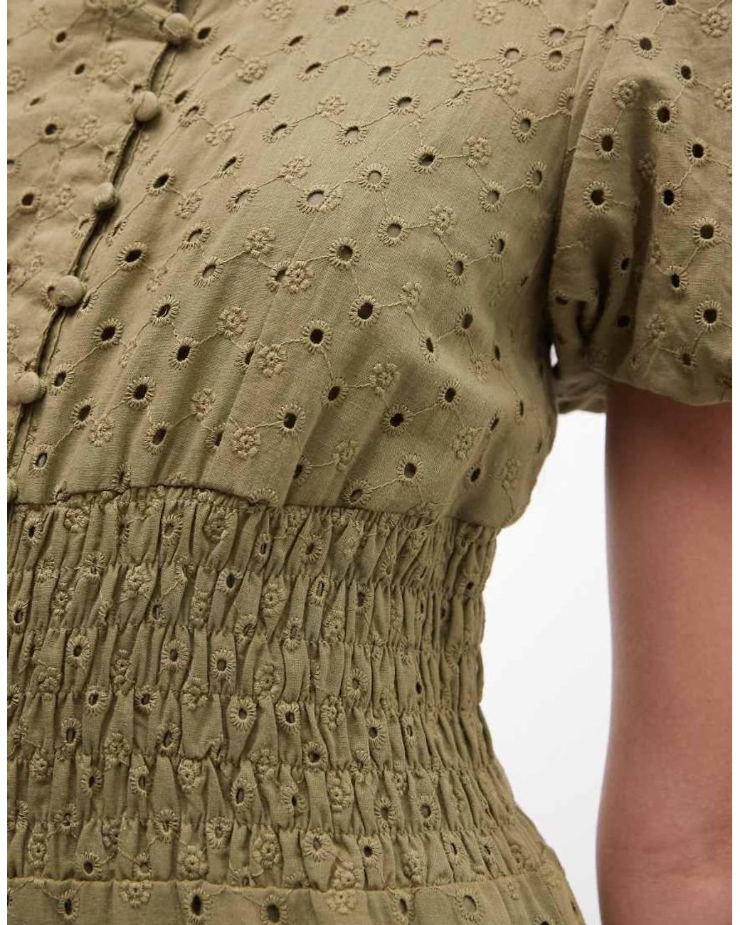 Daisy Street Green Broderie Button Down Maxi Dress