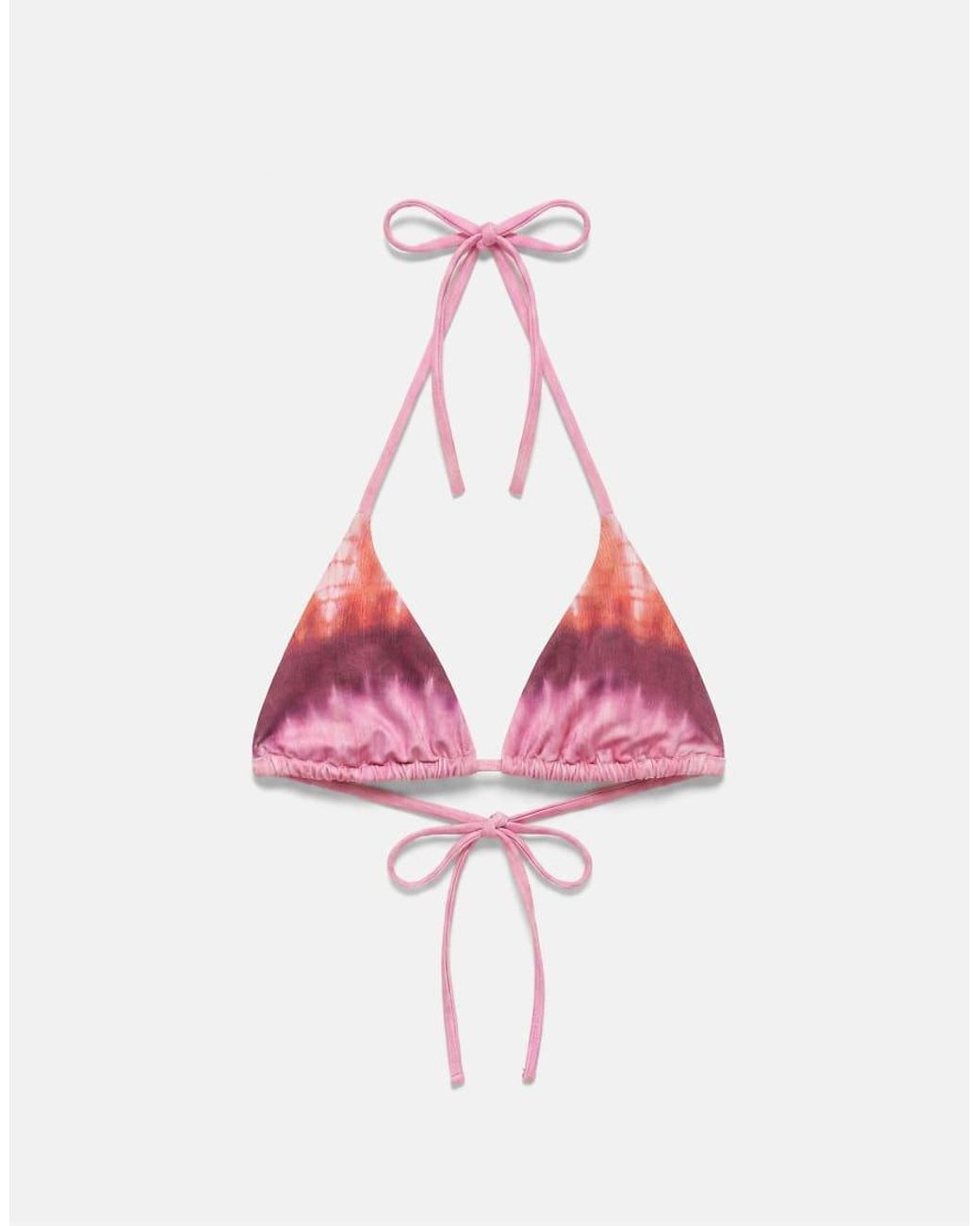 Pull&Bear Blue Triangle Tie-dye Bikini Top
