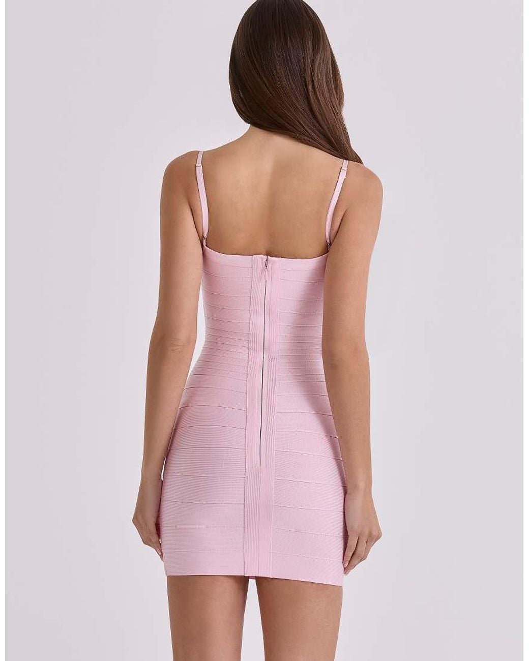 House Of Cb Pink The Body Bandage Mini Dress