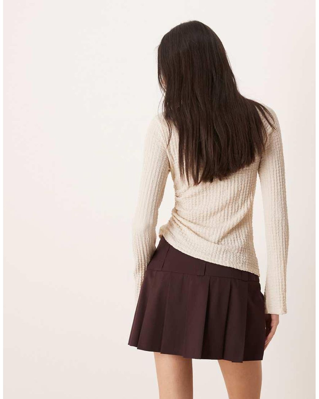 ASOS Natural Drop Waist Pleated Mini Skirt