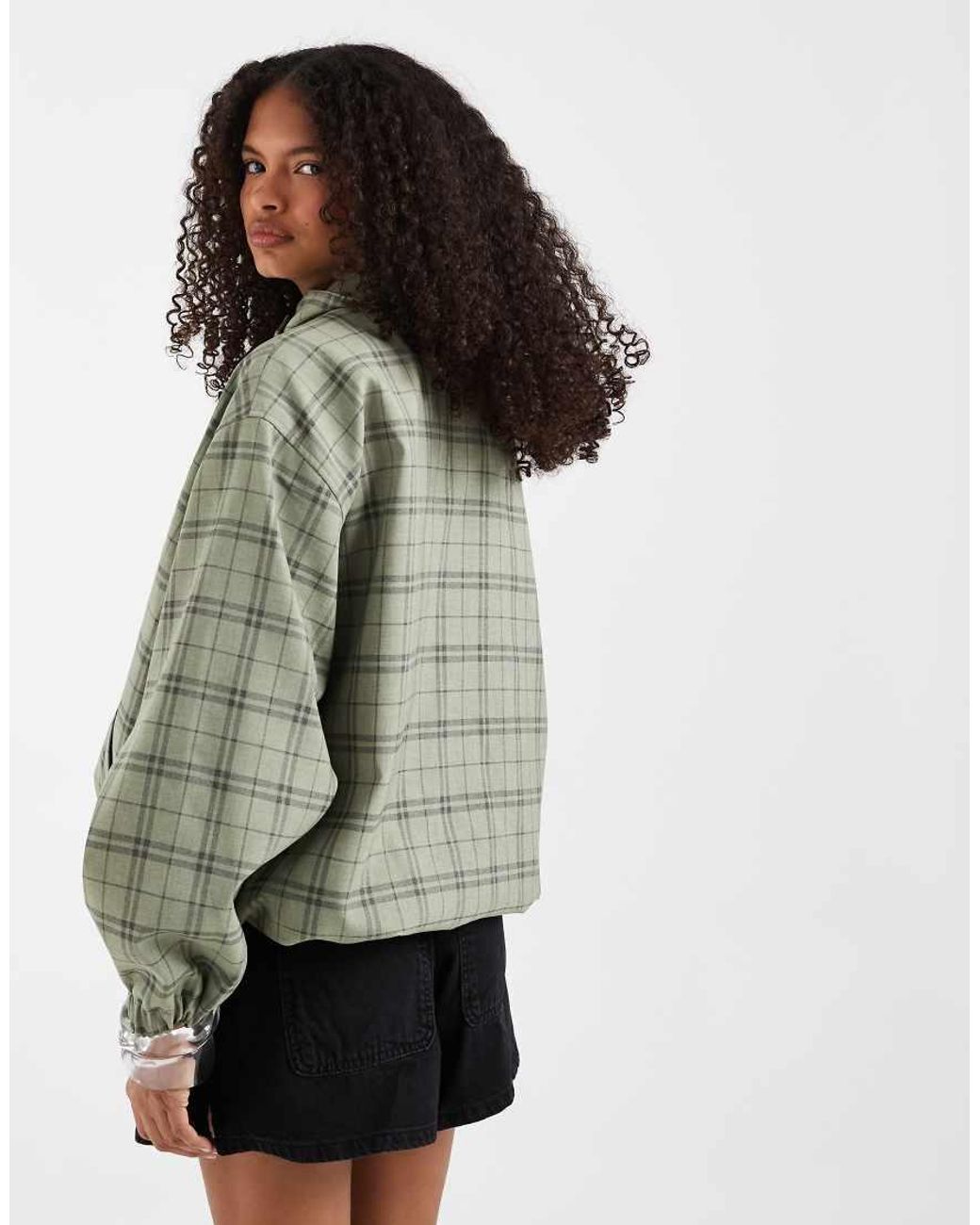 ASOS Gray Casual Harrington Jacket With Funnel Neck