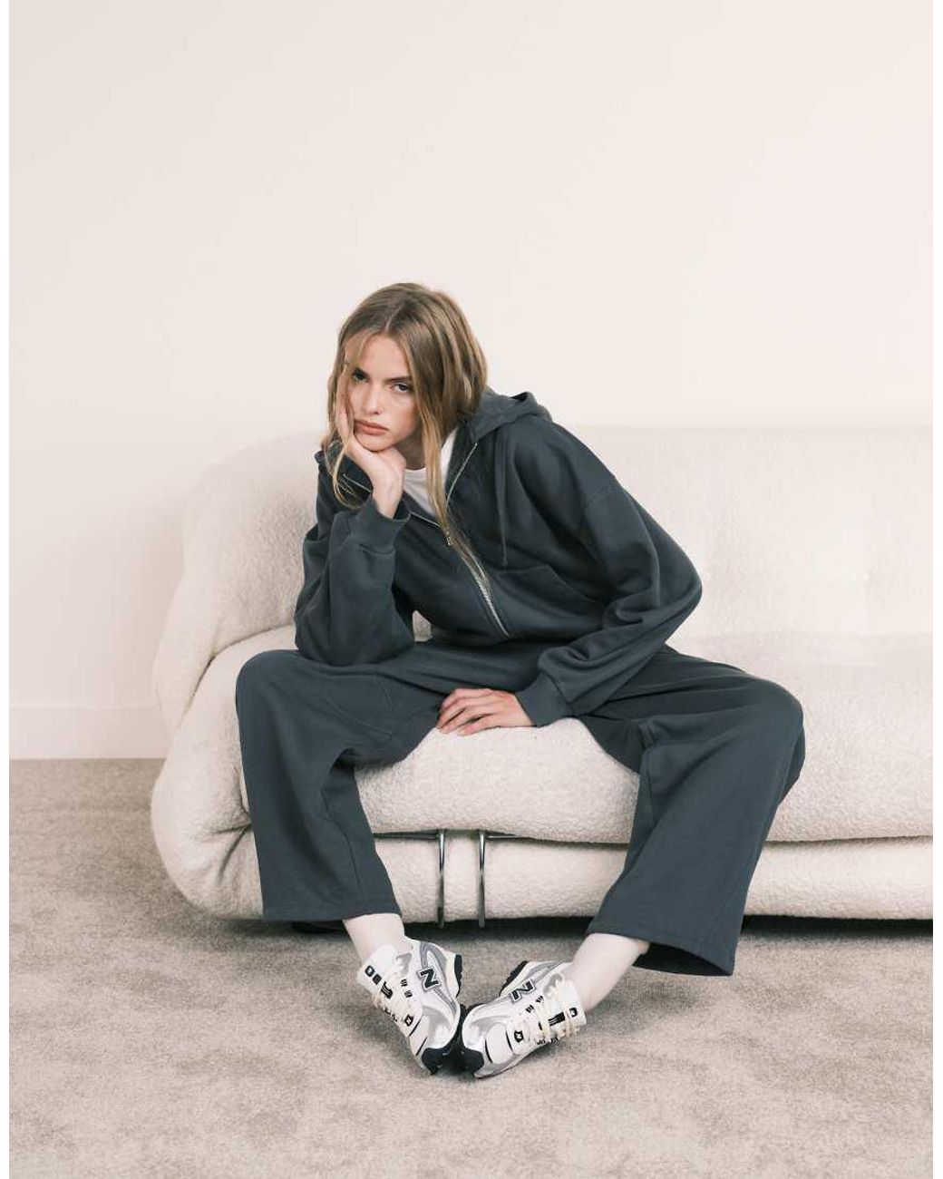 ASOS Blue Co-Ord Zip Through Hoodie With Balloon Sleeve