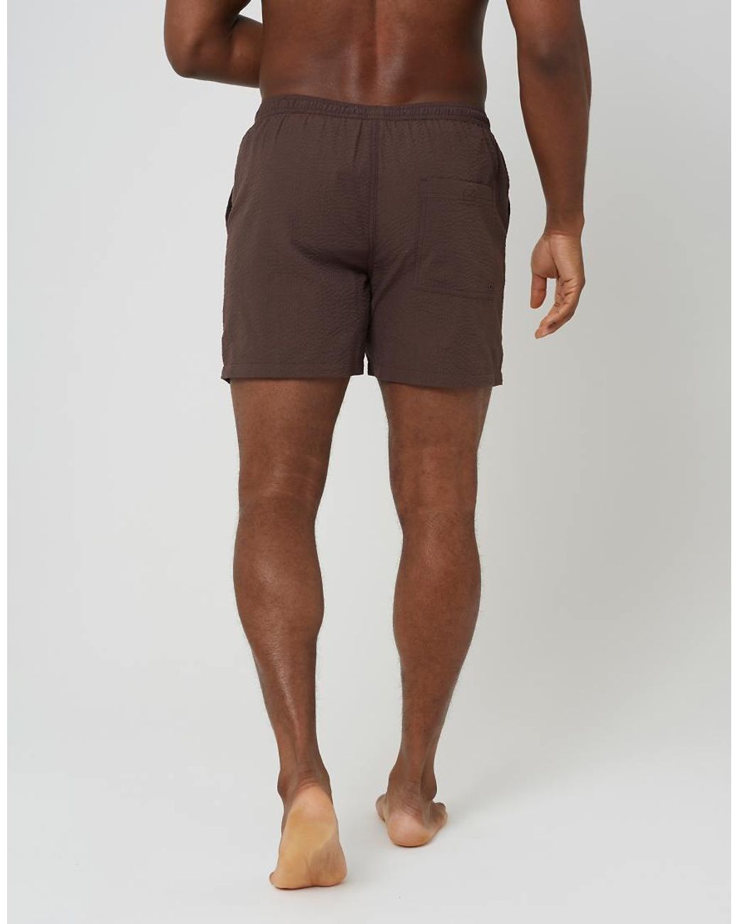 Brave Soul Brown Seersucker Swim Shorts for men