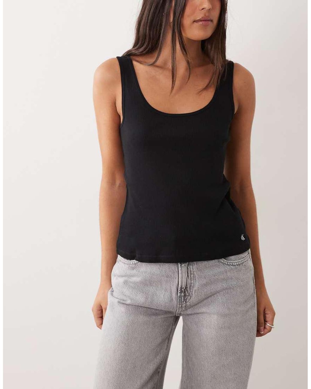Calvin Klein Natural 3-pack Cotton Scoop Neck Tanks