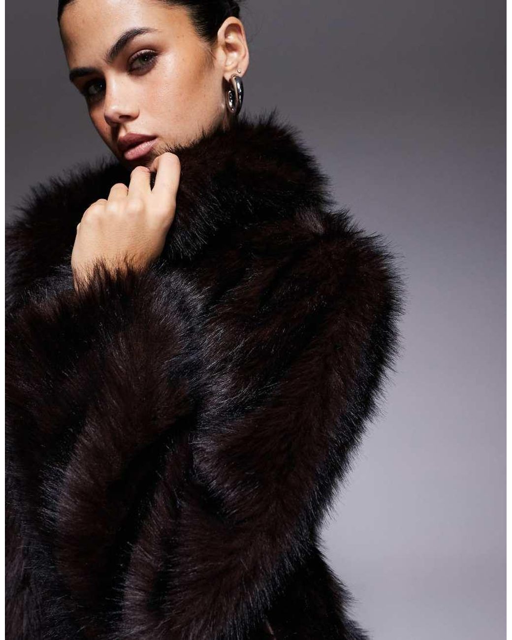 The Frolic Purple Exclusive Oversized Collar Faux Fur Jacket