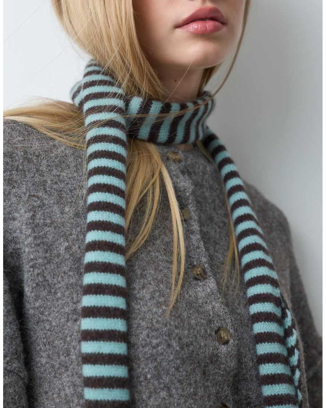 Accessorize Gray Knit Skinny Scarf