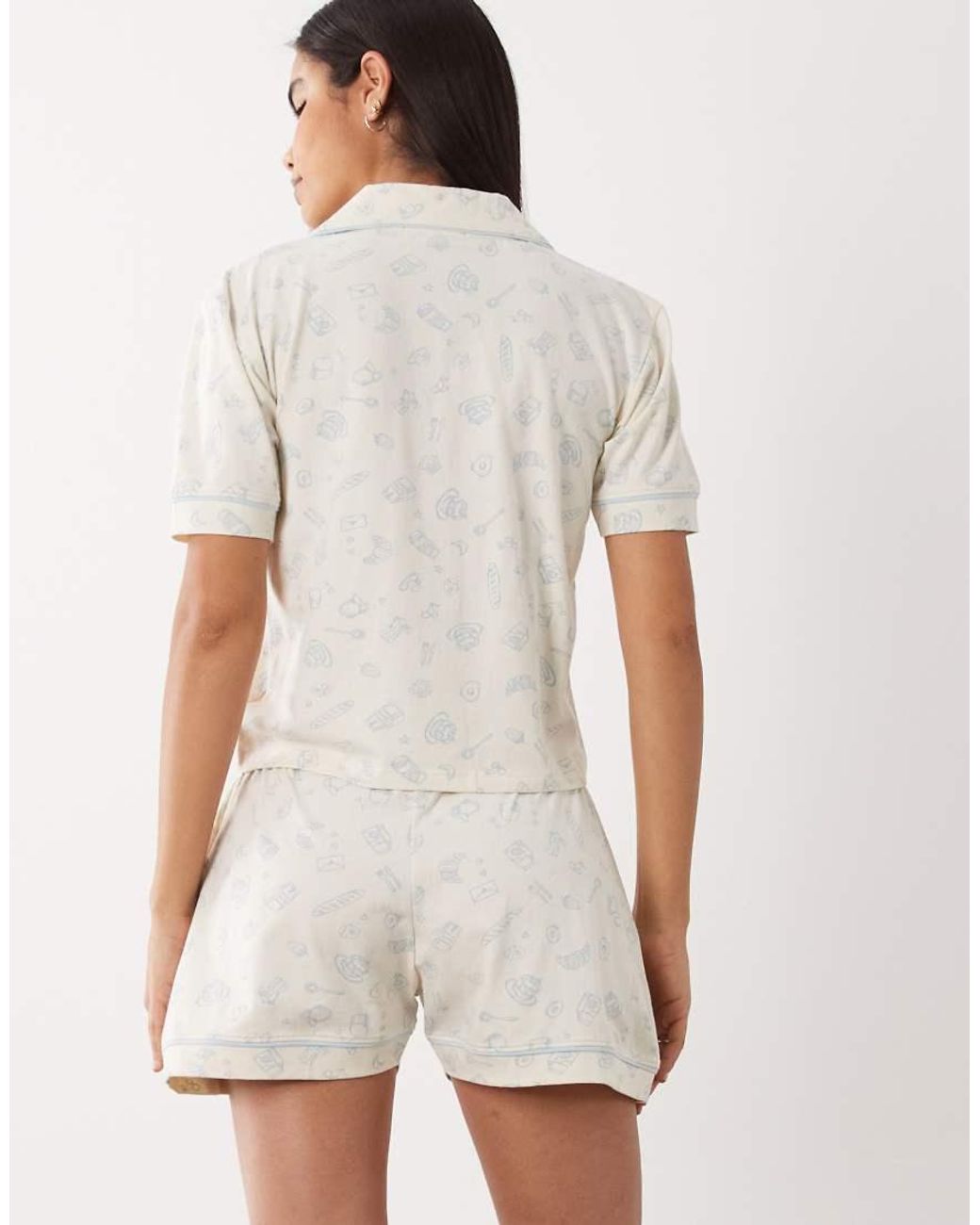 Wednesday's Girl Natural Wednesdays Girl Short Sleeve Brunch Treats Shirt And Short Pajama Set