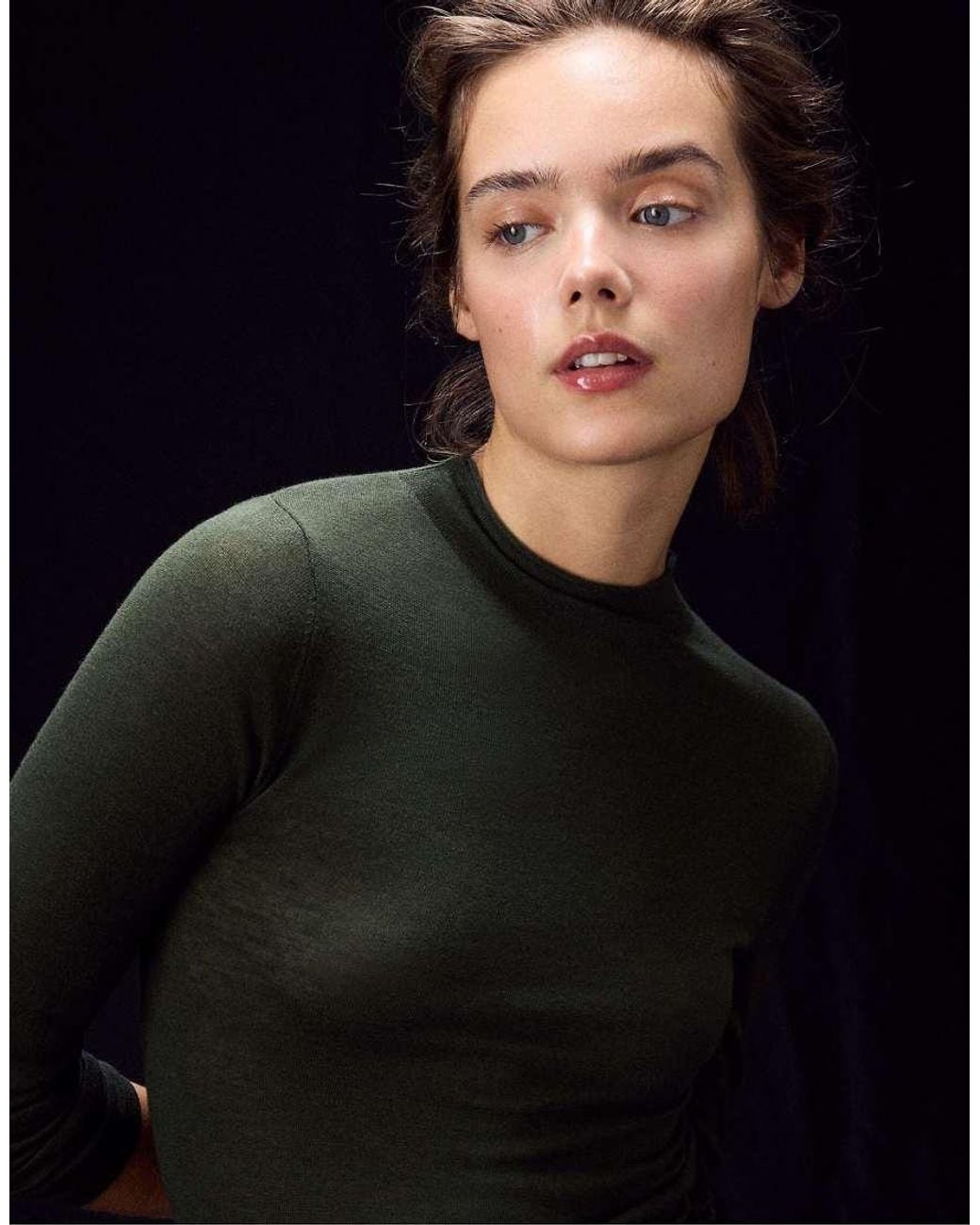 Stradivarius Blue Basic Wool And Silk Funnel-neck Jumper
