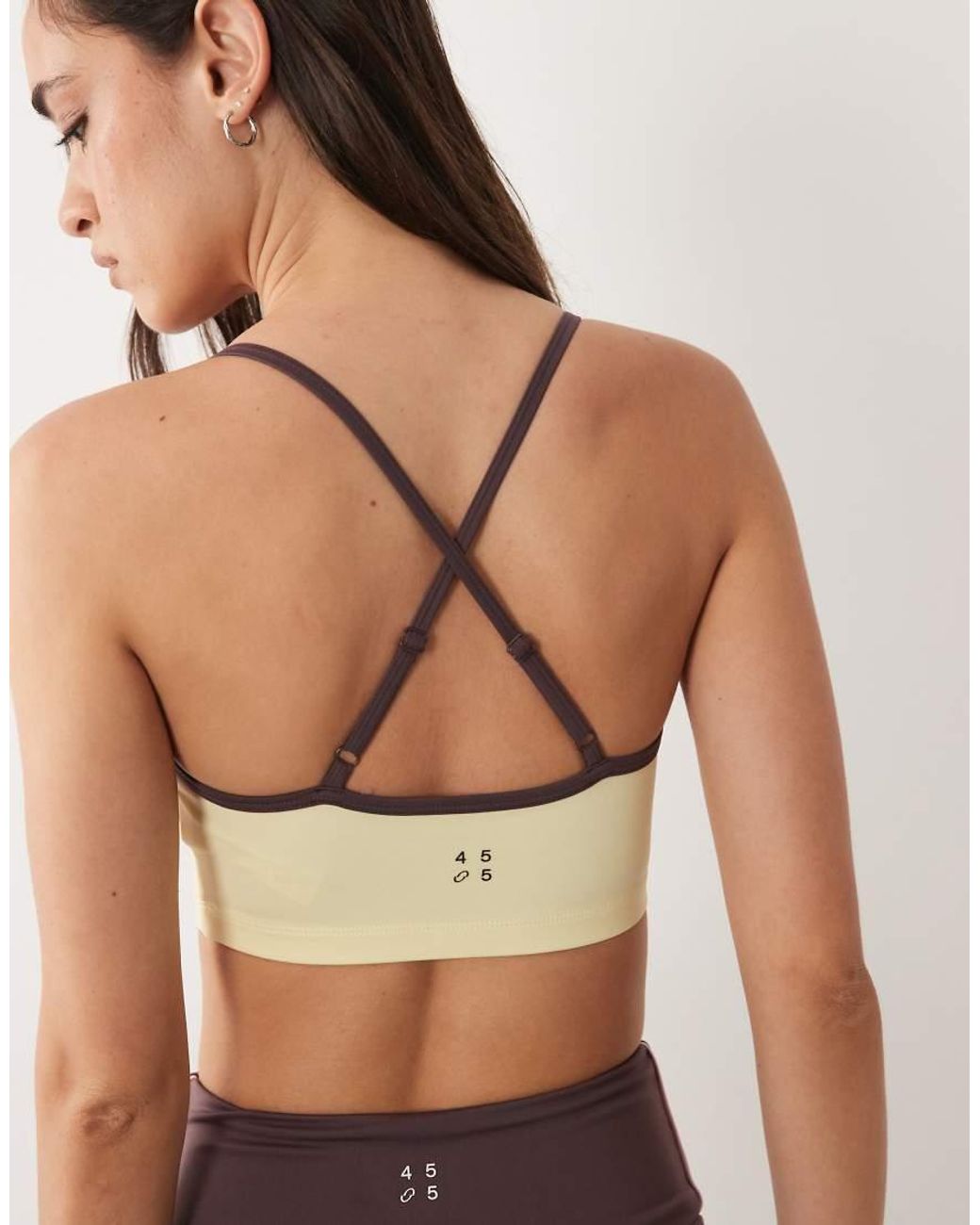 4505 Brown Active Sweetheart Neckline Light Support Sports Bra With Adjustable Straps