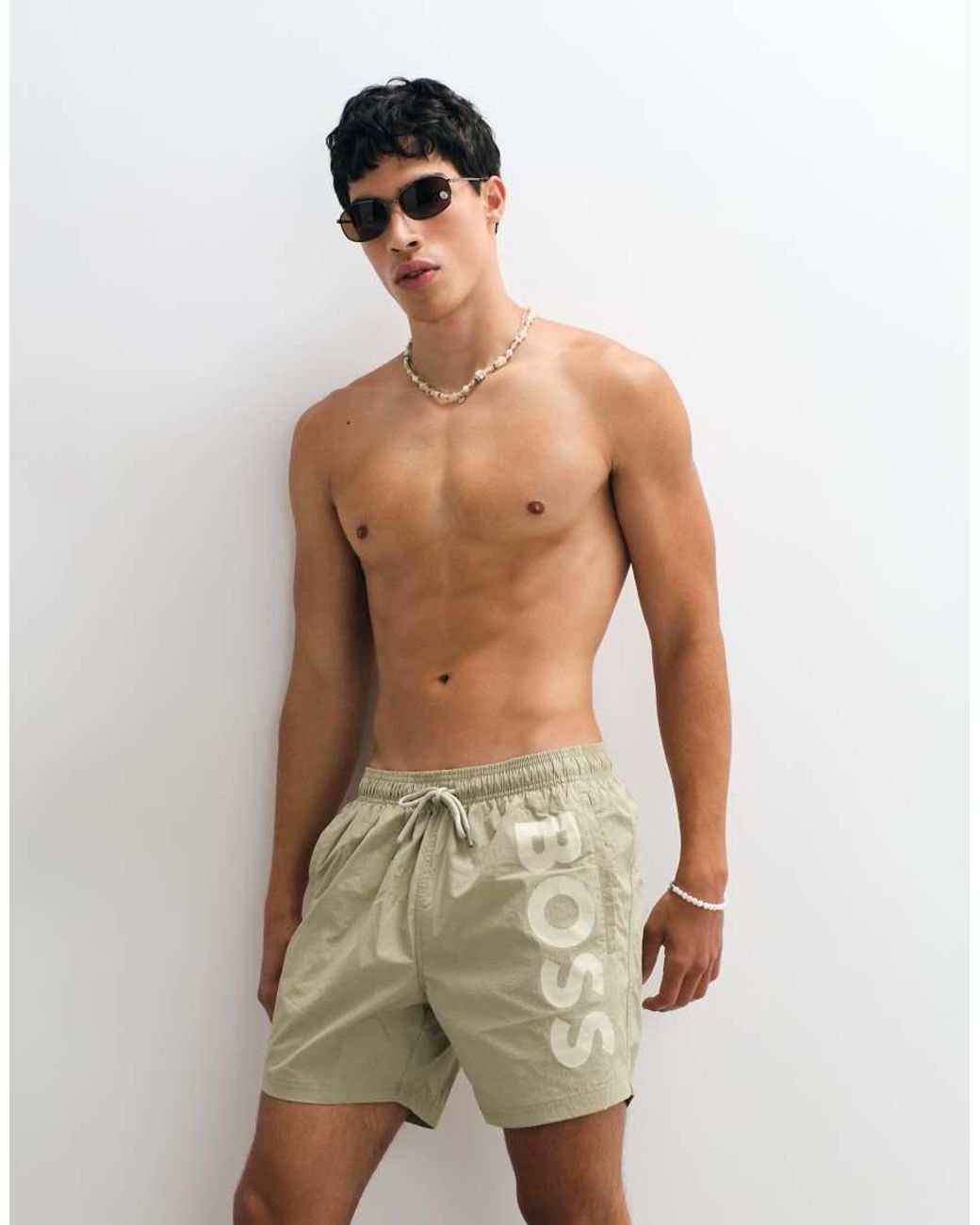 Boss Green Octopus Swim Shorts With Logo Print for men