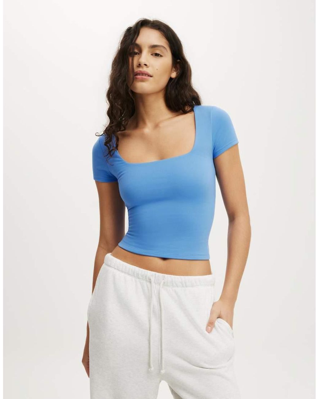 Cotton On White Ultra Soft Square Neck Fitted Tshirt