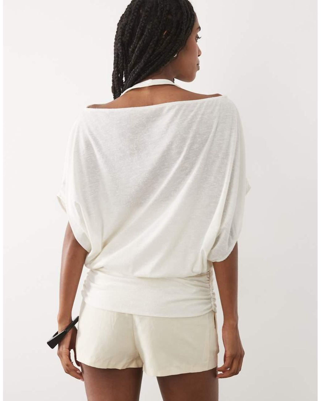 ASOS Natural Double Layer Top With Cinched Waist Top