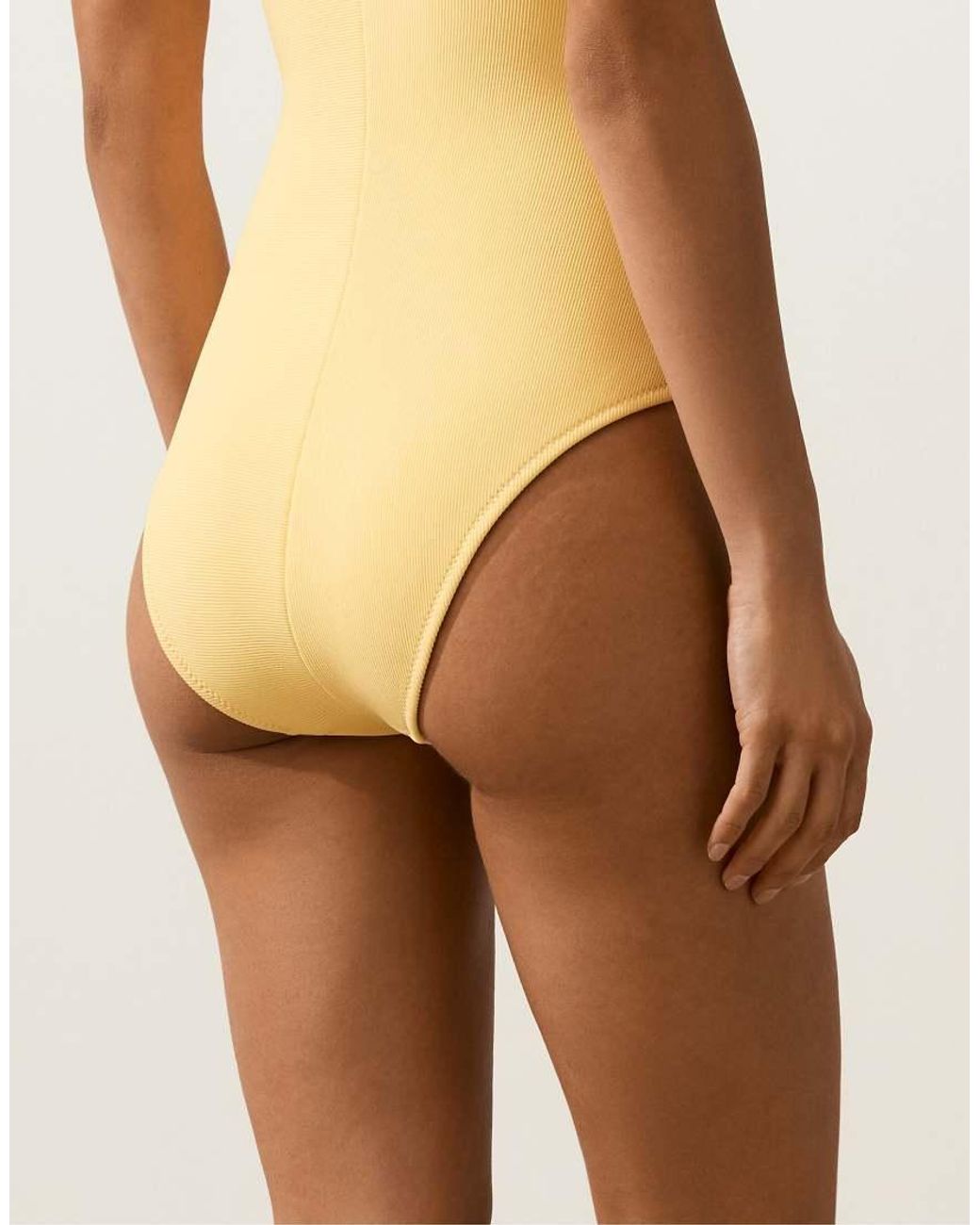 Oysho Natural Rib Bandeau Swimsuit