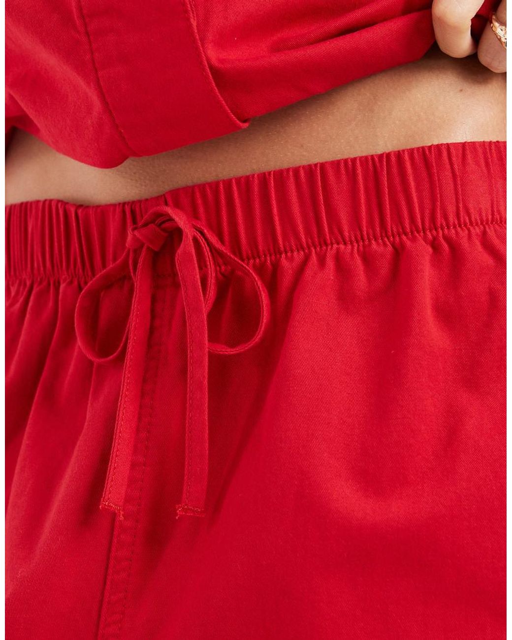 ASOS Red Pull On Denim Short