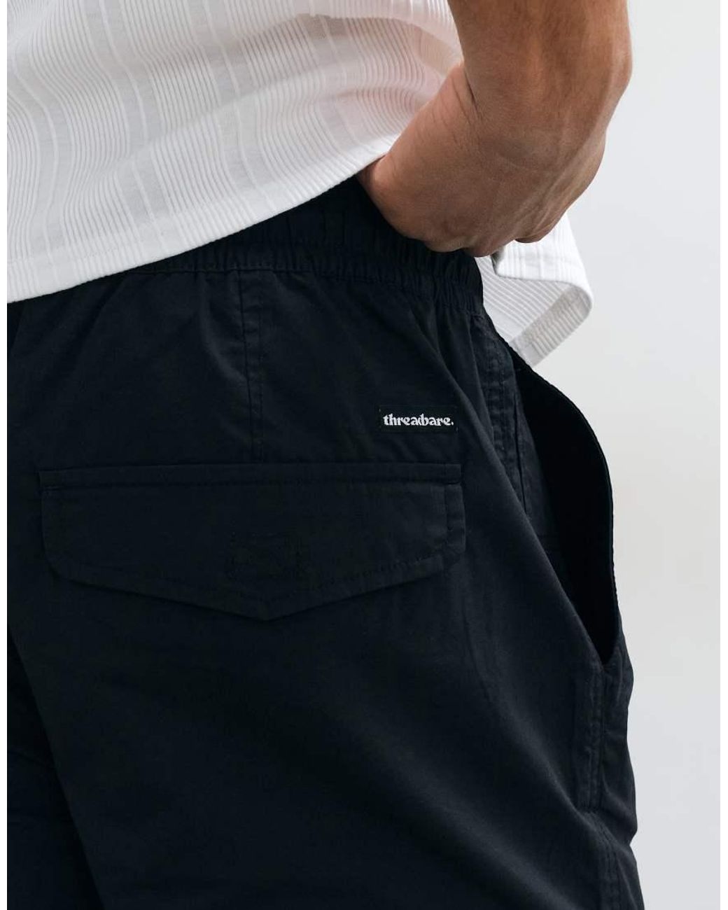 Threadbare White Drawstring Waist Cargo Trousers for men