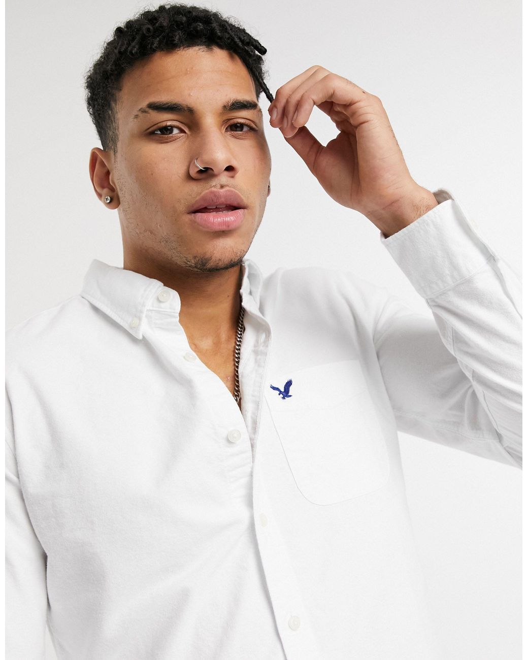 Chemise oxford boutonnée coupe ajustée à logo emblématique American Eagle  pour homme en coloris Blanc | Lyst