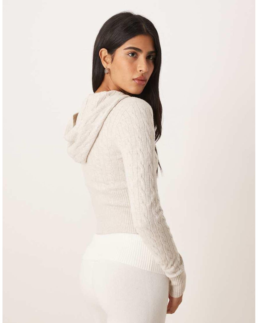 Hollister White Gilly Hicks Lightweight Cable Knit Zip Sweater Mix & Match