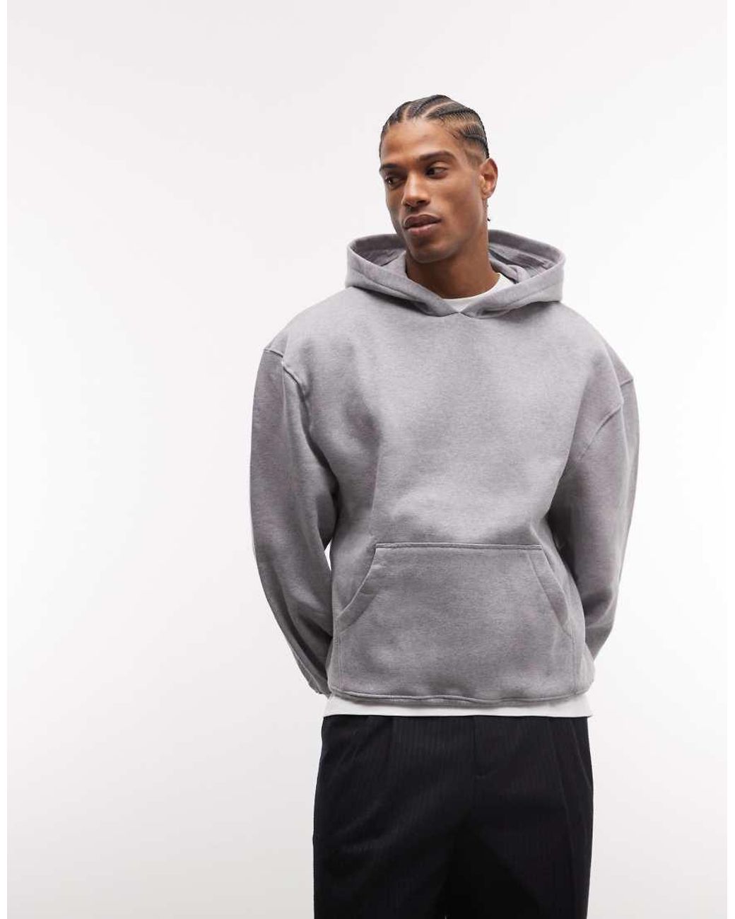 ASOS Gray Premium Heavyweight Oversized Hoodie for men