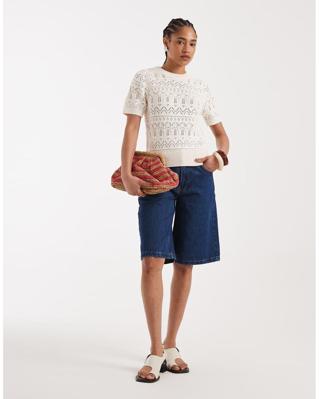 New Look White Stitchy T-Shirt