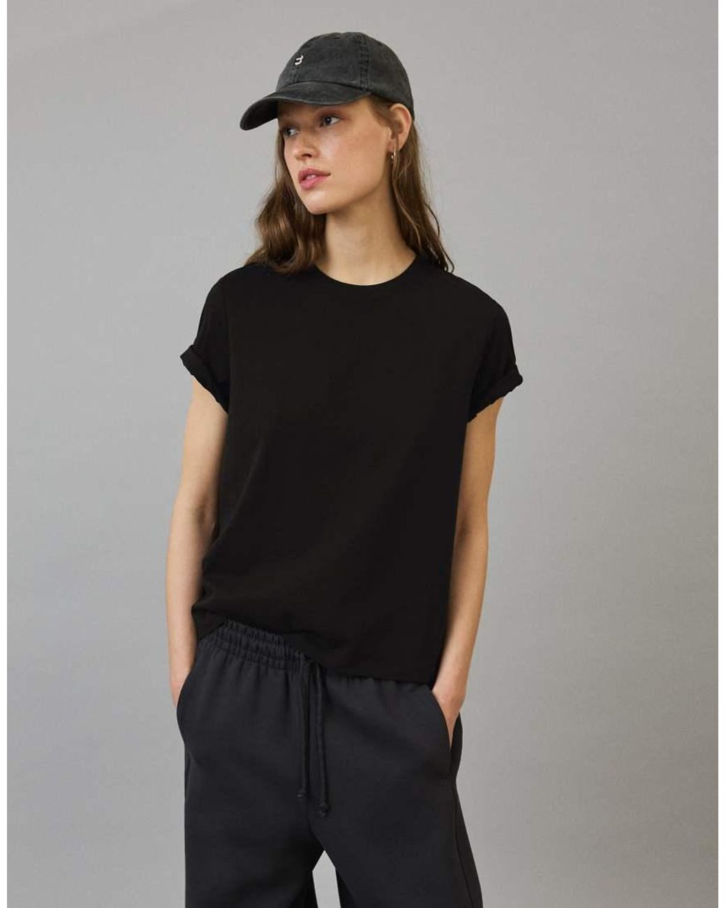 Bershka Black Basic Short Sleeve T-shirt